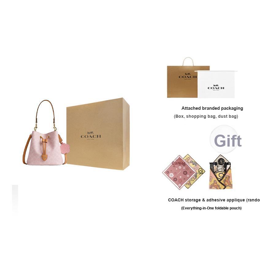 Coach Edizione Limitata San Valentino Rowan 21 Monogramma Classico Tracolla Staccabile Borsa a Secchiello Borse da Donna Rosa Fiore di Ciliegio CEA23-IMPO