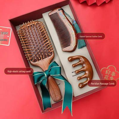 Luxury Painted Hair Comb and Air Cushion Set In Elegant Gift Box