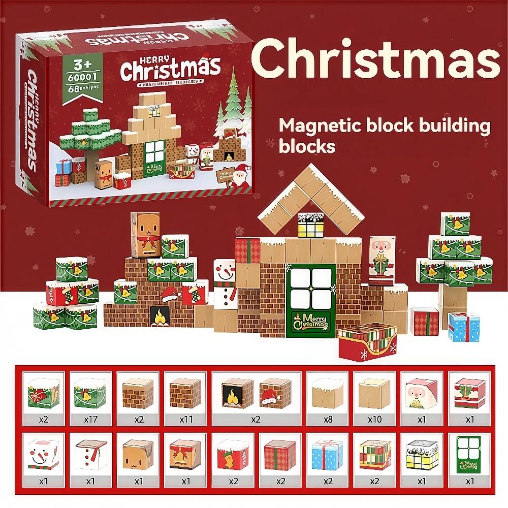 

Non-Toxic Magnetic Christmas Santa Claus Building Blocks Set Holiday Scene Models Diy Assembly Bricks Creative Stem Toys Gift For Kids
