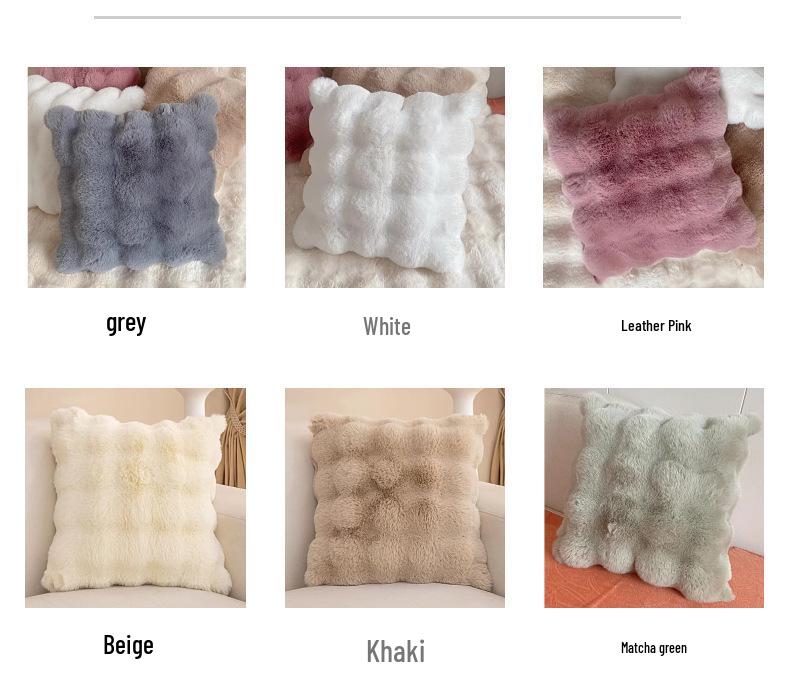 Plush Faux Rabbit Fur Throw Pillow for Sofa or Bed - Cozy Lumbar Support Cushion