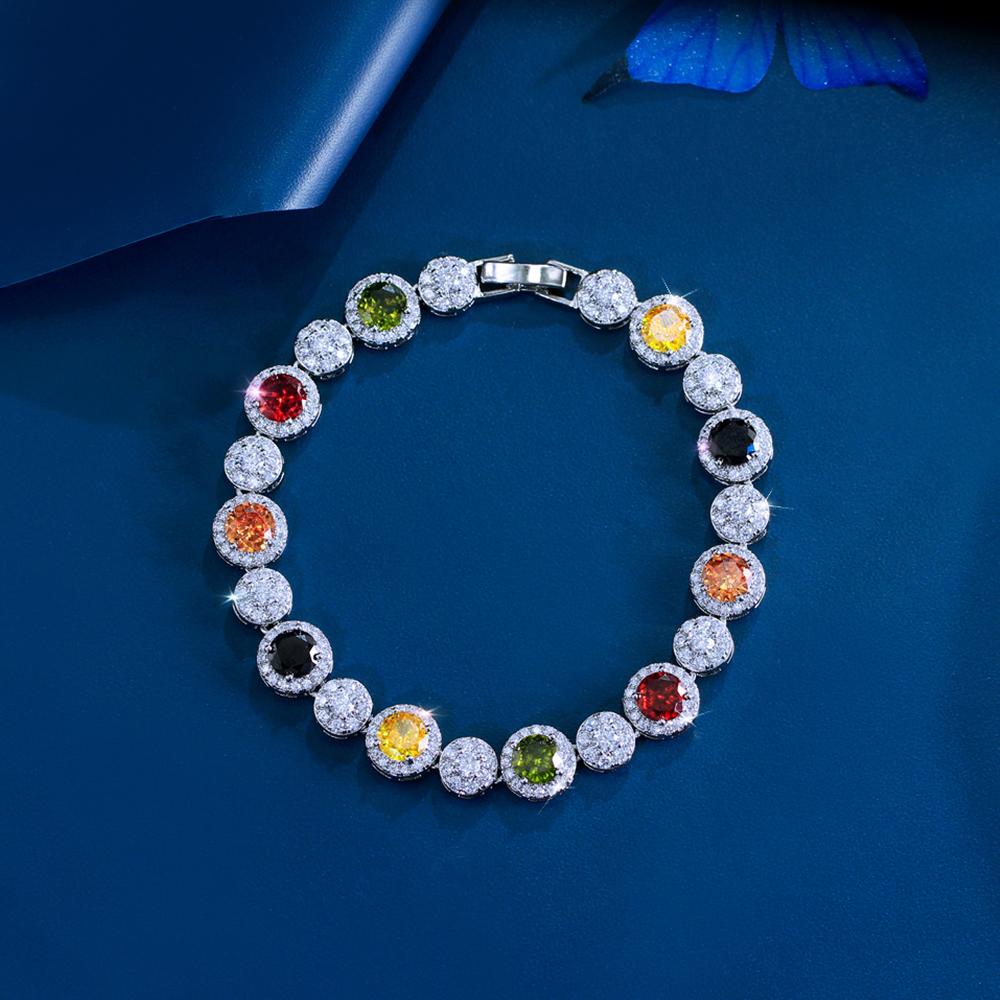 

Цирконы Красивый Разноцветный Круглый Браслет-теннис с кубическим цирконием для женщин Бохо Вечеринка Помолвочные Ювелирные Изделия Аксессуары S0273 19cm разноцветный