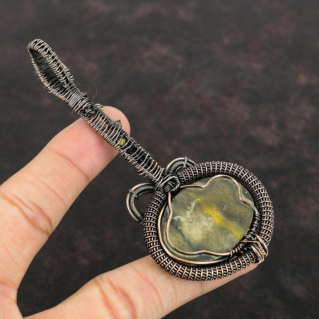 Hummel Jasper Anhänger Kupferdraht Umwickelter Anhänger Edelstein Kupfer Schmuck Erstaunlicher Gitarren Anhänger Handgefertigter Drahtwickel Schmuck Geschenk Für Sie