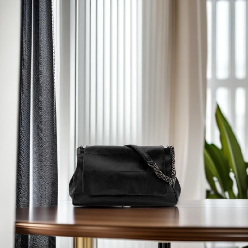 ZA Cross-border European & American Fashion Large Solid Color Women's Chain Shoulder Bag - Versatile, Casual, Large Capacity