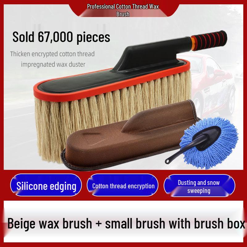 Teleskopowa szczotka samochodowa i miotełka z bawełnianym gwintem do mycia, odkurzania i woskowania