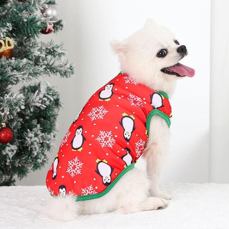 Pet Vest Lightweight Christmas Costume Small Dogs Cats Teddy Corgi Sleeveless Outfit Red Blue Print