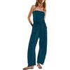 Women's Strapless Off-Shoulder Jumpsuit One-Piece Romper with Pockets