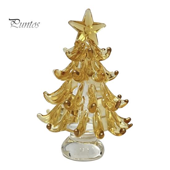Modern Christmas Decorations for Windowsills Decorative Glass Tree with Star Topper, Mini Small Festive Centerpieces Dining Tables Figurine, Creative