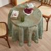 Green Lace Ruffle Edge Tablecloth, Non-Slip And Dust-Proof Table Mat, Premium Dining Table Mat, Tv Cabinet, Coffee Table Polyester