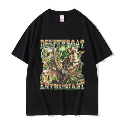 Deepthroat Enthusiast Giraffe Lustiges Meme T-Shirts Herren Damen Retro Hohe Qualität Mode T-Shirt Tops 100% Baumwolle Übergroßes T-Shirt