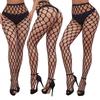 High Waist Sexy Fishnet Black Garter Stockings Tights Open Crotchless Body Suit Large Plus Size Pantyhose For Oversized Woman Xl