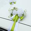 Realistic Faux Floral Arrangement Set For Bridal Vehicle Decoration In White Green Color Scheme