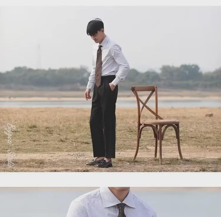 Italian Naples High-Waist Men's Straight-Leg Pants - Trendy, Comfortable, Breathable with Paris Buckle