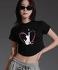 LIKE THE MOST Women'S Freecat Asymmetrical Crop T-Shirt_Black