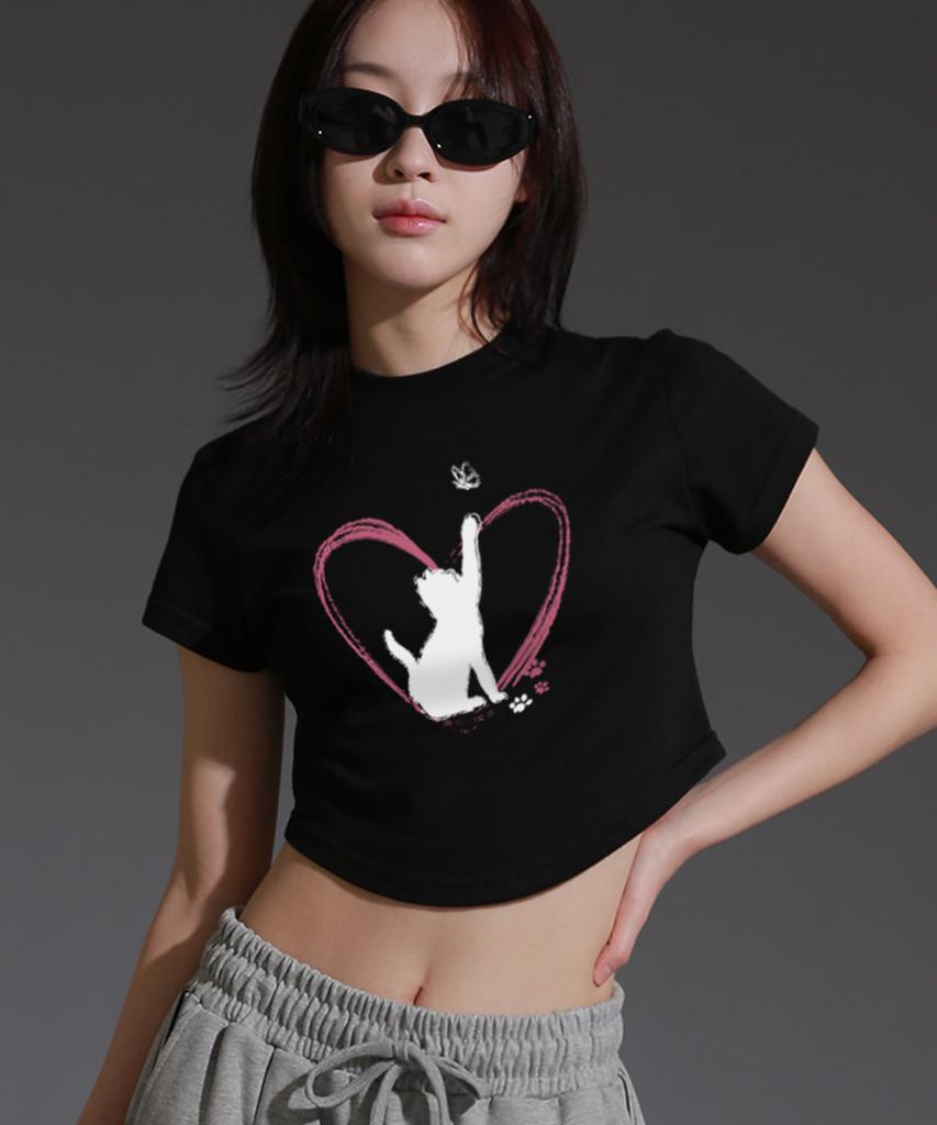 LIKE THE MOST Women'S Freecat Asymmetrical Crop T-Shirt_Black
