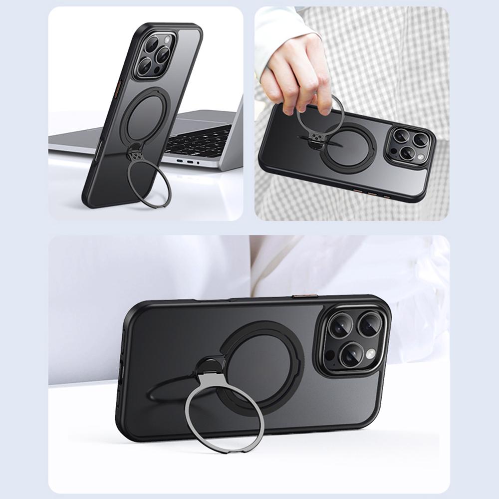Für iPhone 16 Pro Handyhülle Ständer Matte Rückseite Kompatibel mit MagSafe