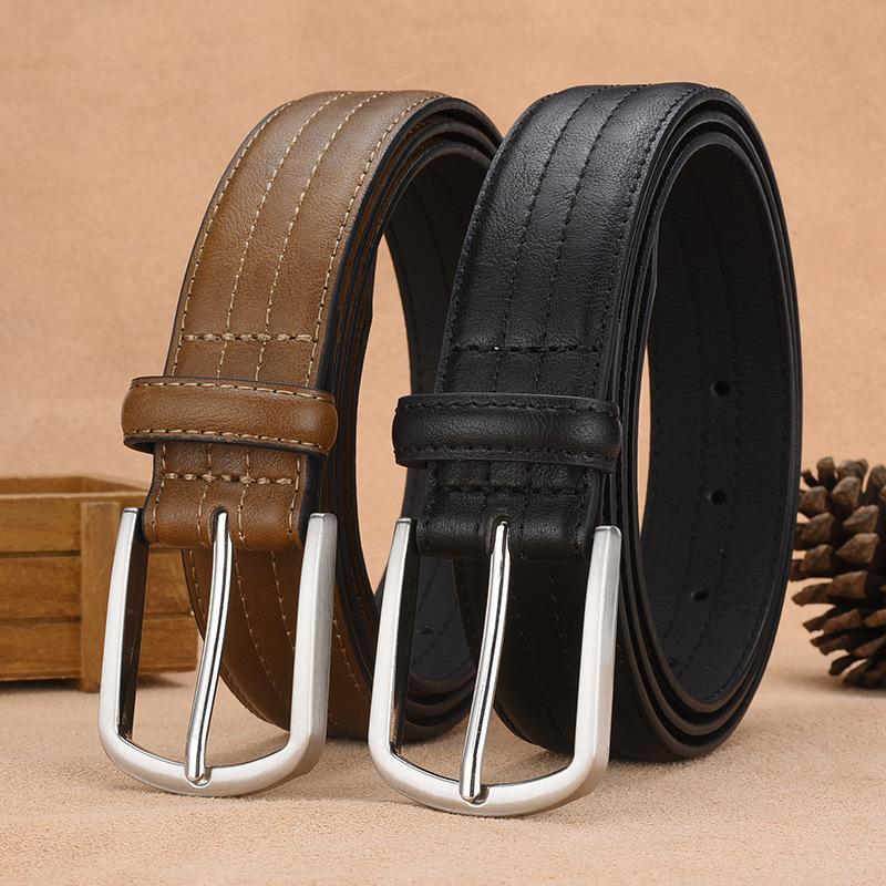 Men'S Belt Pin Buckle Belt Pu Belt Men'S Trouser Bag One Piece Big Hair