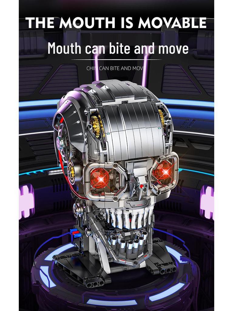 American 13089 Mechanical Skull Model, Compatible with Lego Bricks, Assembly Building Block Toy