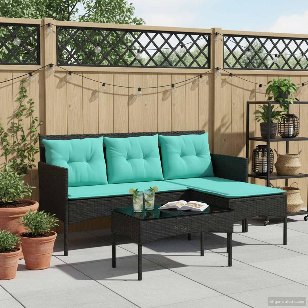 Garden Sofa Set with Cushions 2 pcs Poly Rattan
