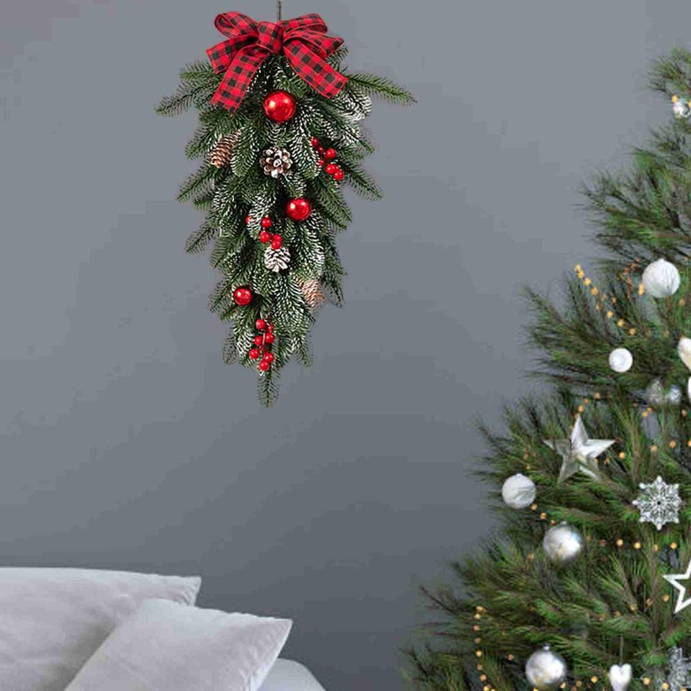 60cm Teardrop Wreath Christmas Decorative Wreath New Upside Down Wreath  Holiday Party