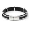 Herren-Armband aus Edelstahl, geflochtenes Lederarmband, modische Punk-Herrenarmbänder