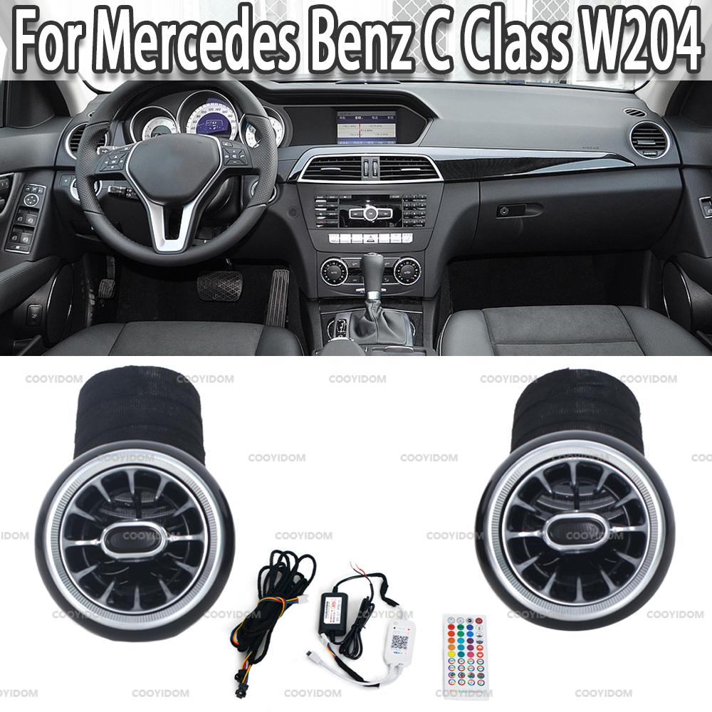 Car LED Front Dashboard AC Air Condition Vent Outlet Turbo Interior Trim For Mercedes Benz C Class W204 W205