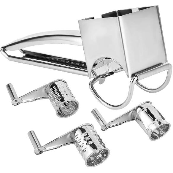 Stainless Steel Cheese Grater MultiFunction Hand Cranked Rotatable Cheese Cutter Kitchen Slicing Tool