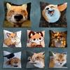 Cute Fox Animal Expression Throw Pillow Case Living Room Sofa Cushion Cover For Home Bedroom Decoration Protector