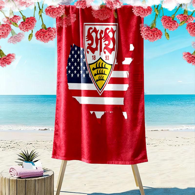 Stuttgart Legend Print Beach Towel, Large Soft Quick Dry Towel for Beach Camping Swimming