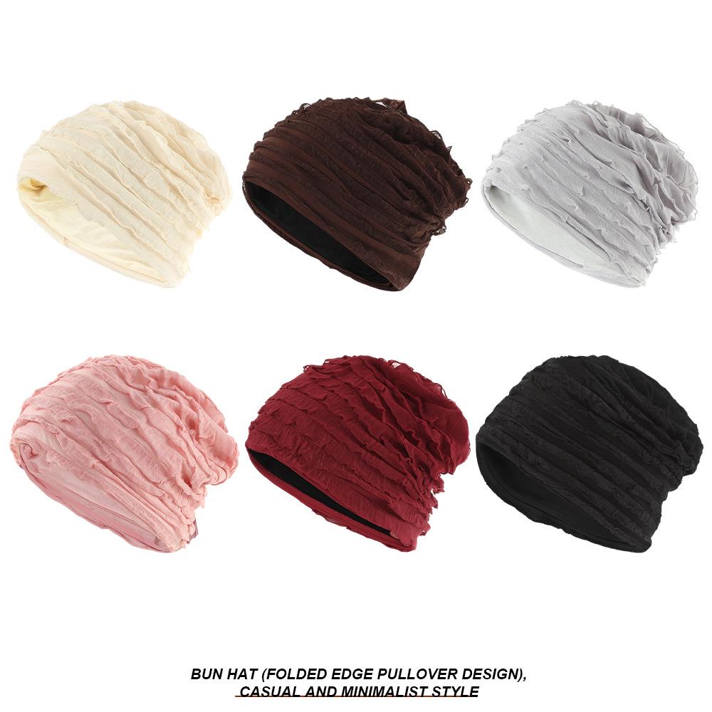 Vintage Pleated Women's Beanie Hat - Thin, Slouchy Sleeper or Casual Venetian Blind Pullover Headscarf