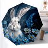1pc Automatic Open/Close Umbrella with Floral Rabbit - Auto Folding Compact Travel Umbrella, Lightweight Portable Design, Eleg