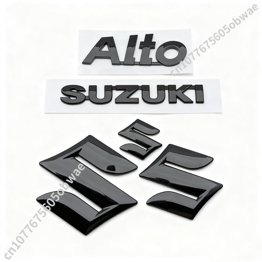 For SUZUKI ALTO Front Rear Car Emblem Badge Logo Black Glossy Auto Sticker Accessories Universal Rear Trunk Badge Logo