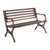 Outdoor Bench Patio Bench 127 Cm Metal Frame Slatted Backrest for Porch