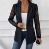 Women Fashion Solid Lace Long Sleeve One Button Lapel Slim Blazer Coat