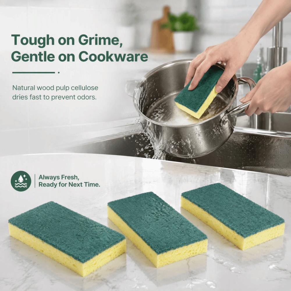 24pcs Odor-Free Dishwashing Sponge Non-Scratch Dish Cleaning Tool Cleaning Sponge Restaurant