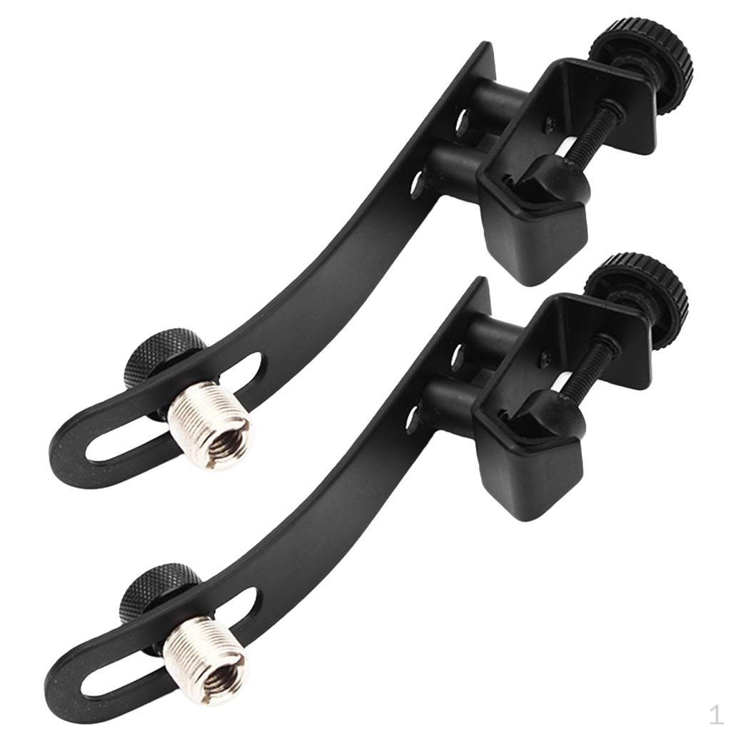 2pcs Universal Adjustable Drum Rim Microphone Clips Mount Holder, Black