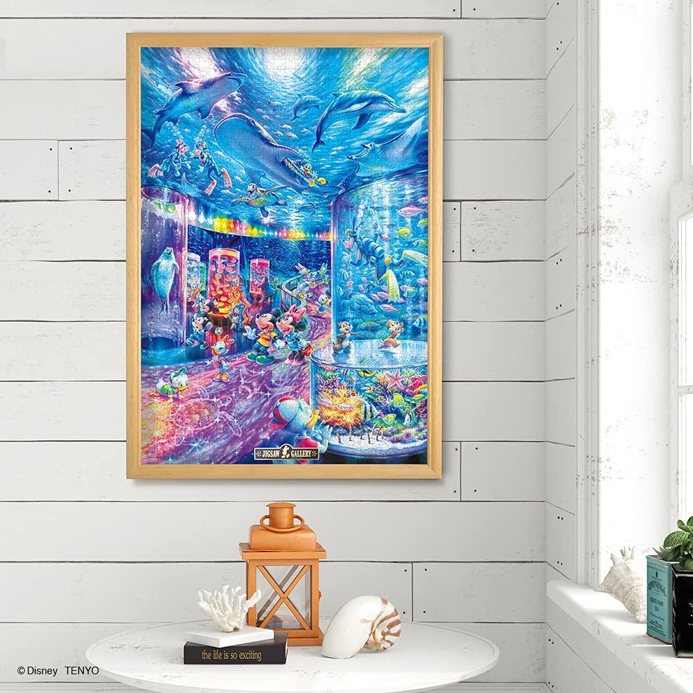 Tenyo [Made In Japan] Wooden Puzzle Frame, Disney Exclusive Panel, 1000 Pieces, Natural (51x73.5cm), Easy Set Stopper Function, Mickey Emblem Plate,