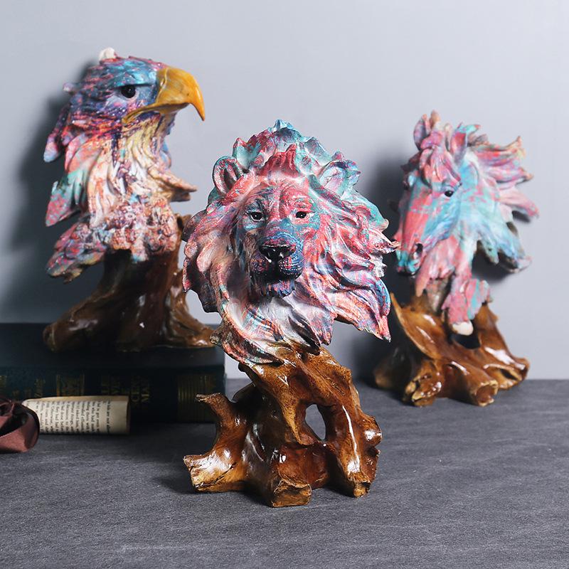 European Style Eagle Head Resin Figurine - Abstract Animal Ornament for Living Room, Study, or Office