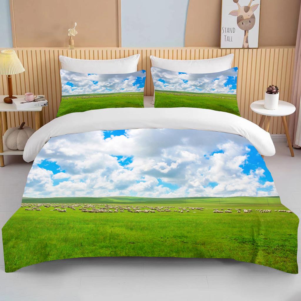 China Grassland European And American King Size Double Bed Children's Bedding  Microfiber Or Polyester Duvet Cover 3 Piece Set