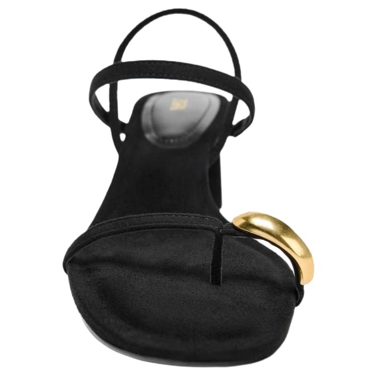 Zara Open Toe Vintage Metallic Detail High Heel Sandals Women Sandals Black 2354510800