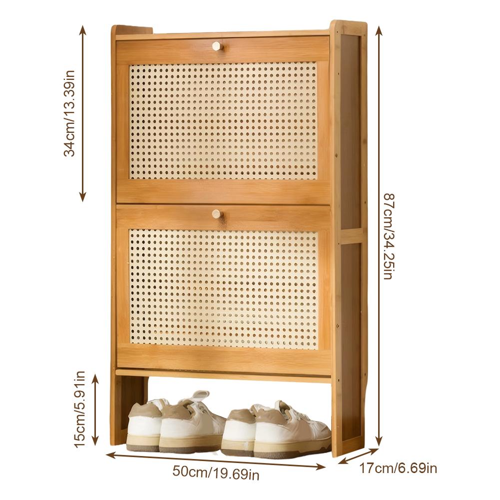 Slim Shoe Cabinet with 2 Flip Drawers Shoes Storage Organizer Adjustable Shelves Rack for Hallway Living Room Or Bedroom