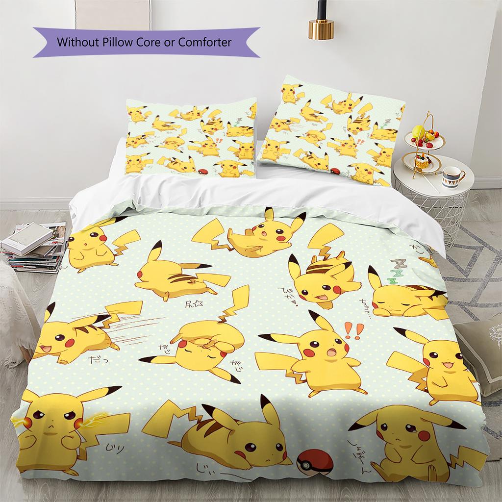 Pikachu Pattern Bedding Home Decoration Birthday Gift (1 * duvet cover + 2 * pillowcase, without core)