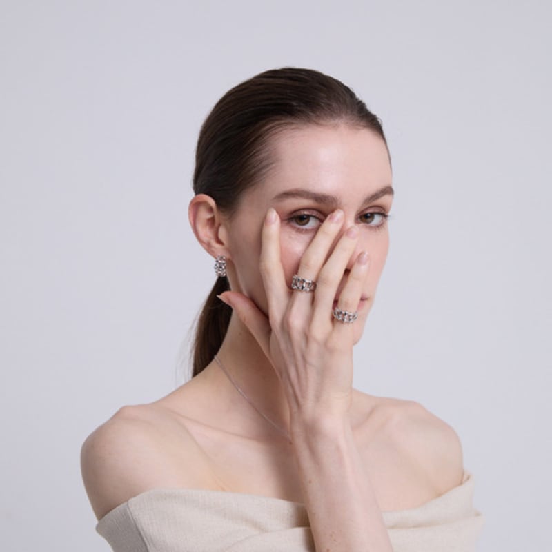 BONAFIDE JEWELRY Multi Hash Tag Open Ring (Silver)