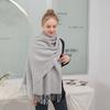Extra Long Wool Scarf Women Men Winter Warm Shawl With Tassels Solid Color Thick Knit Wrap
