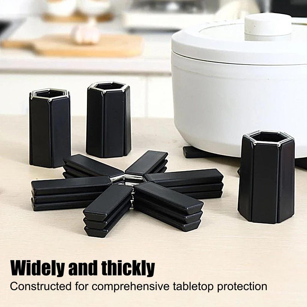 Folding Pot Trivets Heat Resistant Anti-Slip Silicone Pads for Hot Pots - Protective Mat for Kitchen Countertops, Dining Table