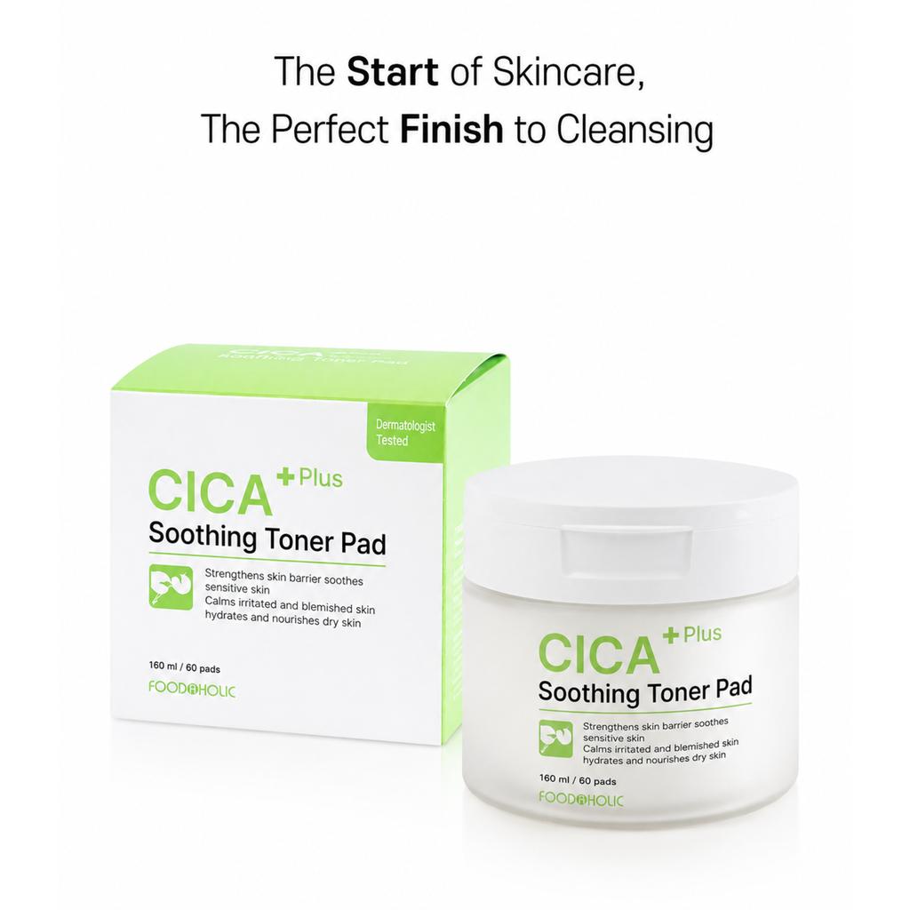 FoodaHolic Pure Cica Plus Intense Calming Essence Pad 60 Pads 180ml