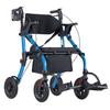 2-in-1 Rollator Walker & Transport Chair for Seniors, Foldable Rolling Walker Wheelchair, Lightweight Aluminum Mobility Walking Aid with Solid PU