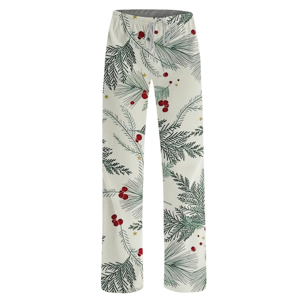 Women's Christmas Print Loose Fit Pajama Pants for Sleep and Home Relaxation