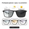 Men Women Photochromic Reading Glasses Trendy Vintage Gradient Lenses Far Sight Eyewear Unisex Ultralight Anti-UV Presbyopia
