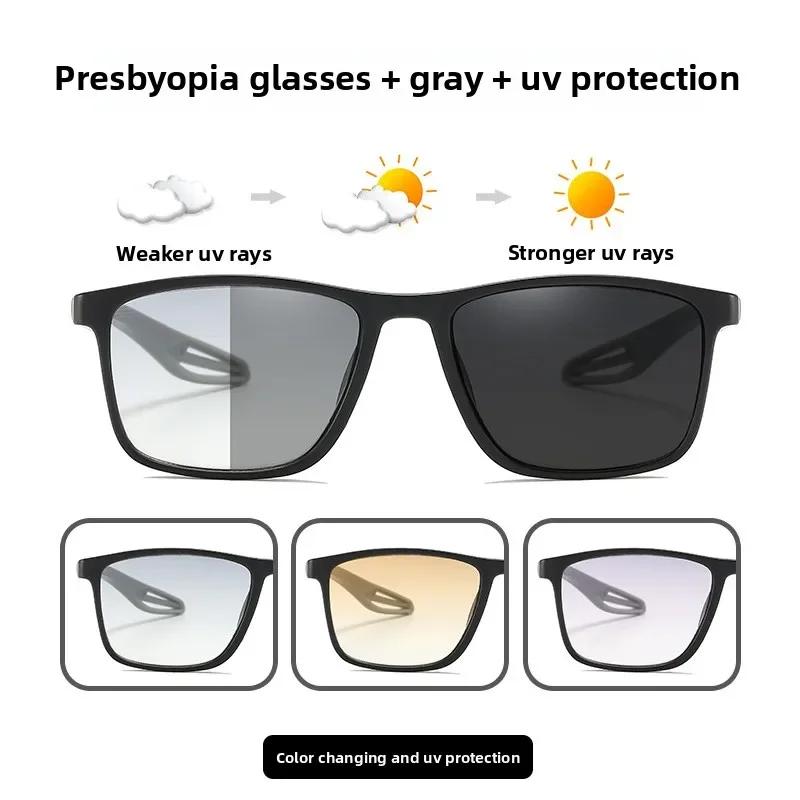 Herren Damen Photochrome Lesebrille Trendy Vintage Verlaufgläser Fernsichtbrille Unisex Ultraleicht Anti-UV Alterssichtigkeit