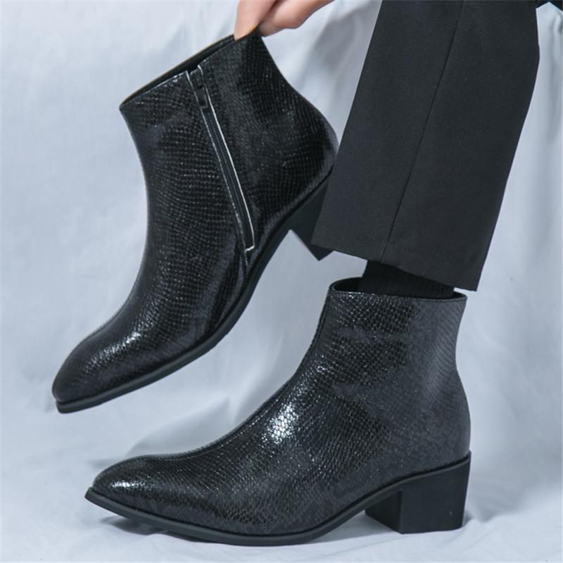 New Designer Pointed Zip Chelsea Ankle Boots For Men Luxury Brand Motorcycle Shoes Luxury Brand Winter Fashion High Tops